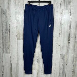 adidas track pant activewear tapered zip ankle running workout gym blue small